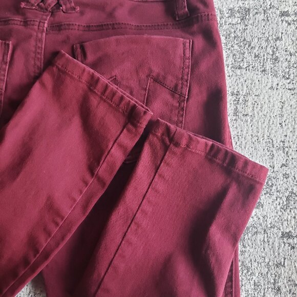 Purple Pink Burgundy Tripp NYC Jeans w T Back Pockets and Criss Cross Details - Picture 9 of 13